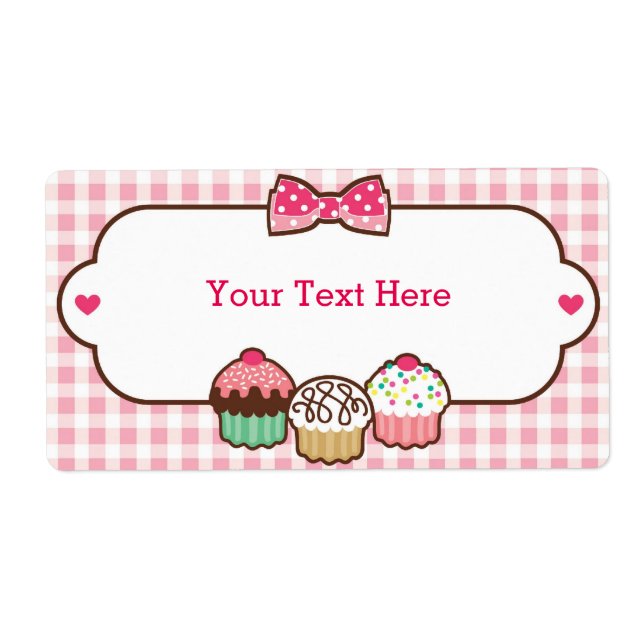 Gingham Cupcakes Bookplates Labels (Front)