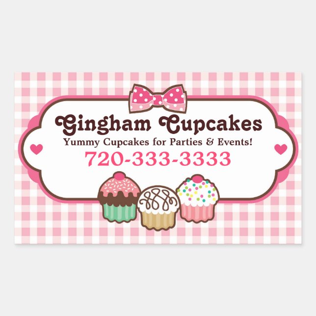 Gingham Cupcakes Stickers (Front)