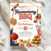 Gingham Denim Housewarming BBQ Party Invitation