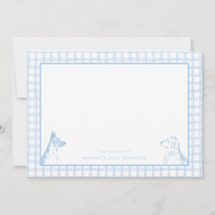 Gingham Dog Baby Boy   Nursery of Stationery Thank You Card