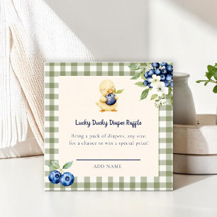 Gingham Duck Baby Shower Diaper Raffle Card