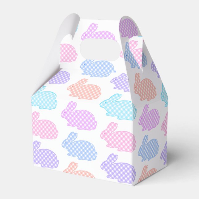 Gingham Easter Bunny Pattern Favour Box (Front Side)