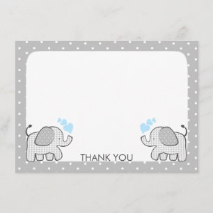 Gingham Elephant Baby Boy Twins Thank you