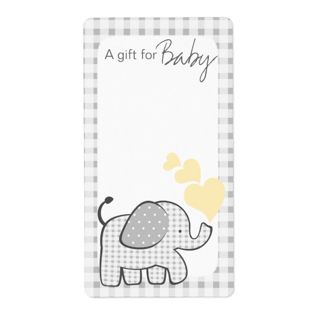 Gingham Elephant Book Tags (Front)
