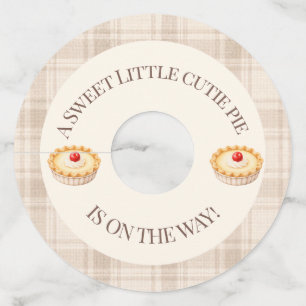 Gingham Fall Little Cutie Pie Cherry Baby Shower Wine Glass Tag