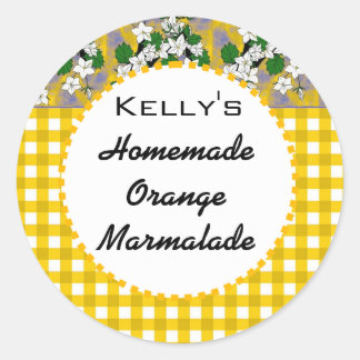 Gingham floral orange marmalade label