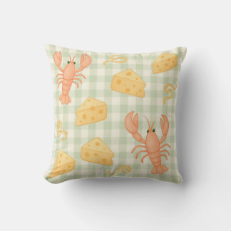 Gingham Foodie Fun Crabs, Crayfish, Cheese, Noodle Cushion