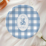 Gingham French Teddy Bear Baby Shower Paper Plate<br><div class="desc">Add a touch of charm to your baby shower with our Gingham French Teddy Bear Baby Shower Paper Plates. These lovely plates feature a classic gingham pattern and a sweet French-inspired teddy bear, bringing a cosy, vintage feel to your celebration. The soft colours and delightful design make these plates ideal...</div>