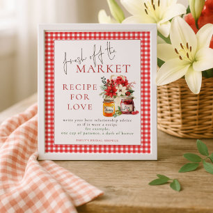 Gingham Fresh off Market Recipe Love Bridal Shower Poster