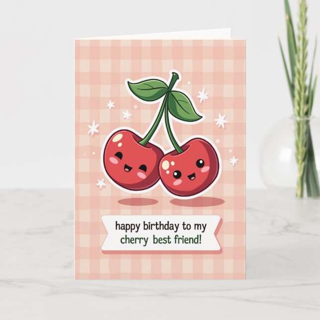 Gingham Fruit Birthday Card (Front)