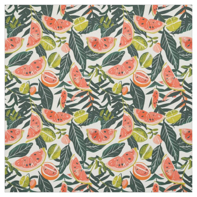 Gingham Fruit Pattern Fabric (Swatch)
