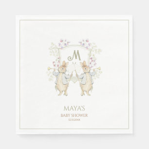Gingham Gender Peter the Rabbit Twins Baby Shower  Napkin