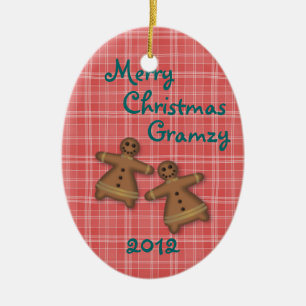 Gingham &  Gingerbread Ornament-customise Ceramic Tree Decoration