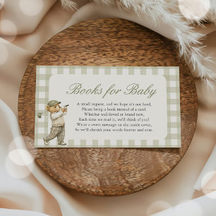 Gingham Golf Baby Shower Books For Baby Enclosure Card