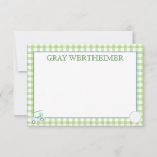 Gingham Golf Stationery Thank You Card