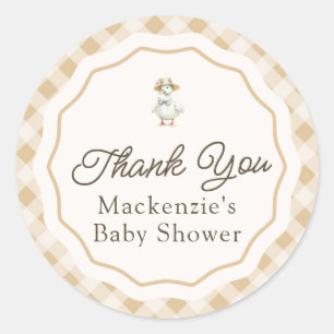 Gingham Goose Baby Shower Thank You Sticker