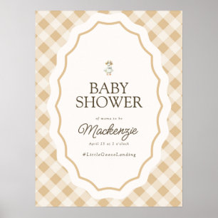 Gingham Goose Baby Shower Welcome Sign Poster