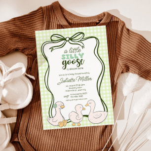 Gingham Goose Gender Neutral Baby Shower Invitation