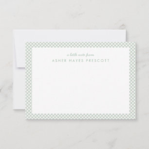 Gingham green simple cute children's stationery