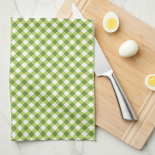 Gingham Green White Simple Tea Towel