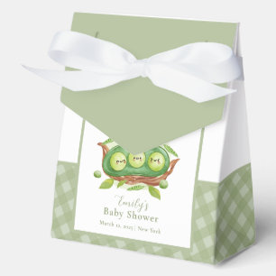 Gingham Greenery Sweet Pea In Pod Baby Shower Favour Box