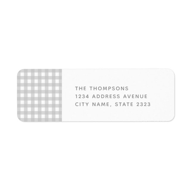 Gingham Grey White Check Pattern Return Address (Front)
