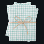 Gingham Hand-Drawn Modern Cute Green White Preppy Wrapping Paper Sheet<br><div class="desc">Perfect cute custom gift wrap for a fun party! Hand made art for you! Perfect for a summery brunch or picnic themed bridal shower, bachelorette party, engagement party, holidays or birthday. FULLY CUSTOMIZABLE! Click "edit using design tool" to adjust the fonts, colours and placements. THANK YOU FOR SUPPORTING INDEPENDENT ARTISTS!...</div>