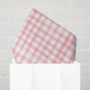 Gingham Hand-Drawn Modern Cute Red White Preppy Tissue Paper