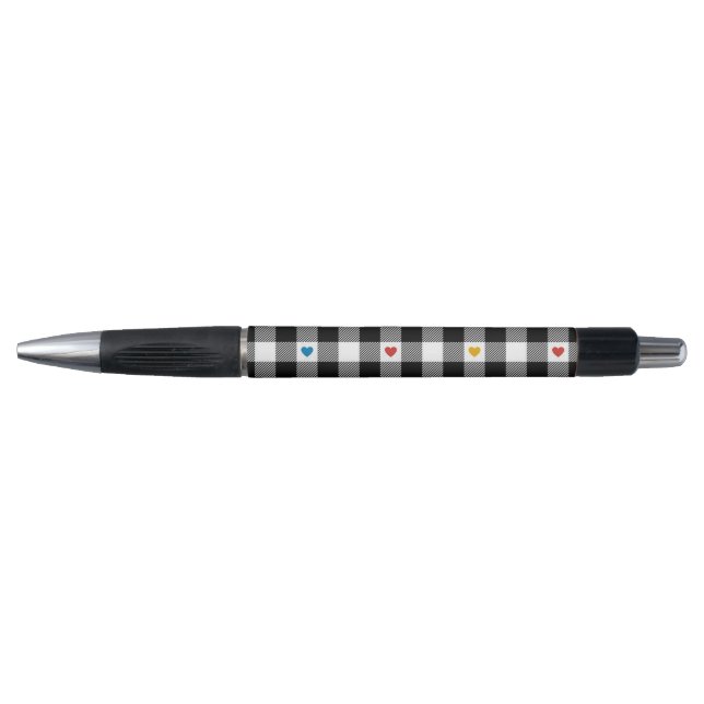 Gingham Heart Ballpoint Pen (Front)