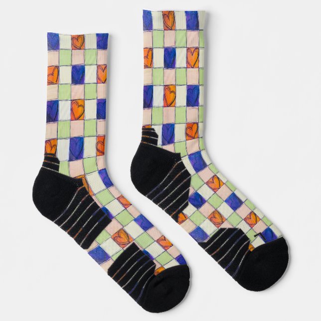 Gingham Heart pattern socks (Right)