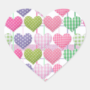 Gingham Hearts Pattern Heart Sticker