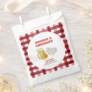 Gingham Huggies Chuggies Beer Diaper Baby Shower Favour Bags