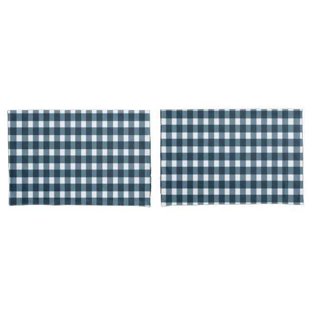Gingham Indigo Blue Pattern Pillowcase (Front-Set)