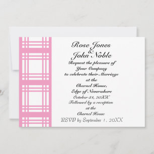 Gingham Ivory (Pink) Wedding Invitation