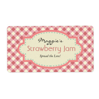 Gingham Jam Jar Labels, Customise