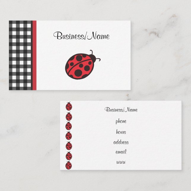 Gingham Ladybug Business Card (Front/Back)