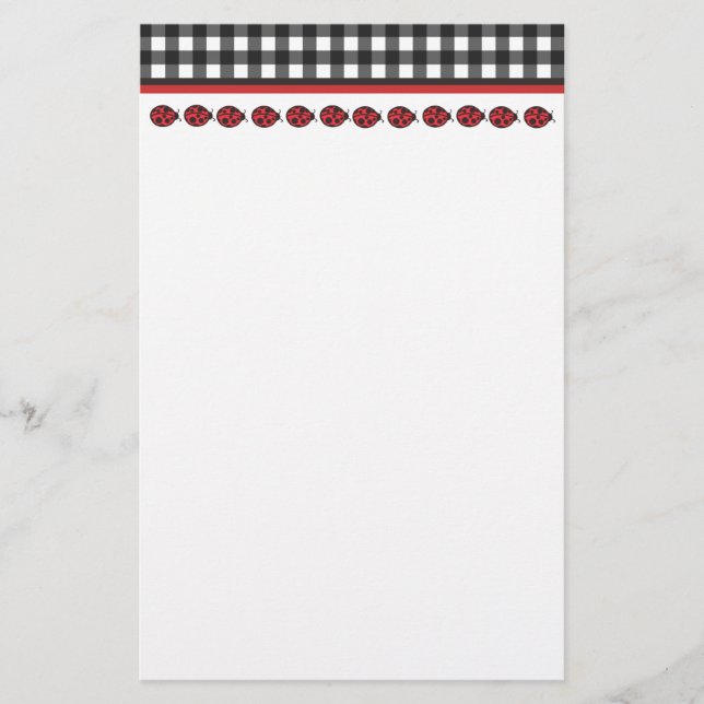 Gingham Ladybug Stationary Stationery (Front)