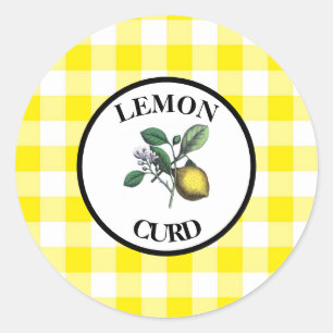 Gingham Lemon Curd Classic Round Sticker