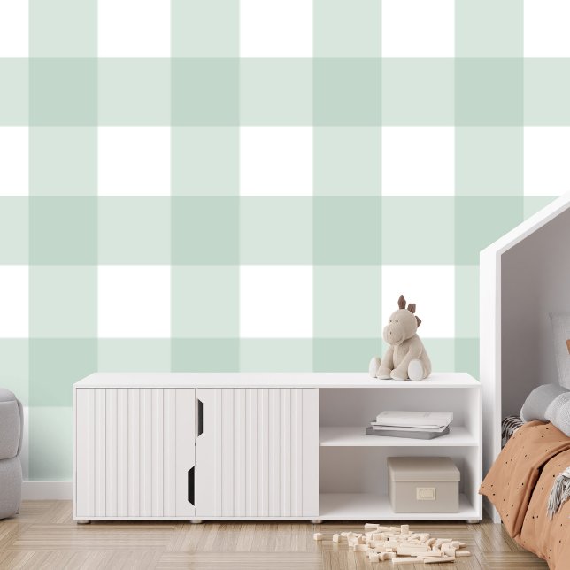 Gingham light green check cute simple large plaid wallpaper (Creator Uploaded)