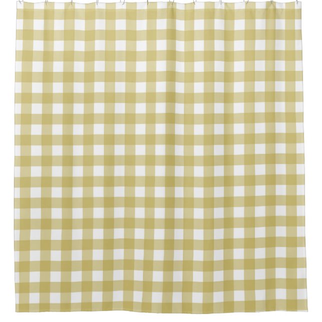 Gingham Lime Green White Shower Curtain (Front)