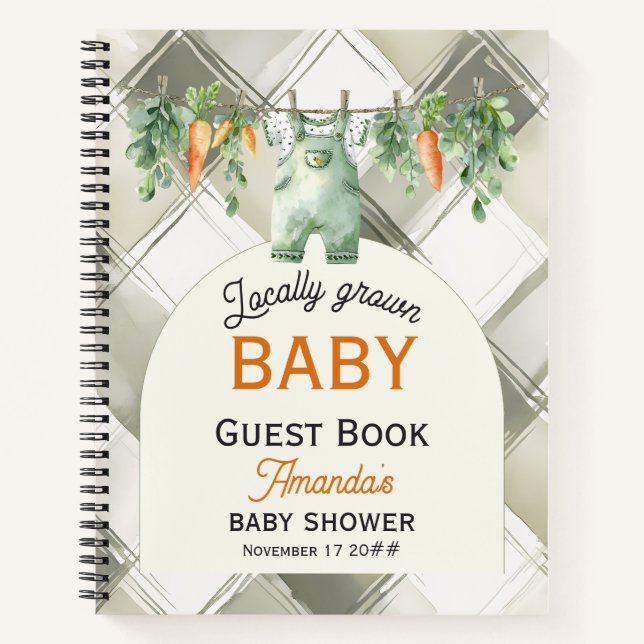 Gingham Locally Grown Baby Shower Guest Book (Front)