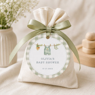Gingham Locally Grown Baby Shower Party Favour Tags