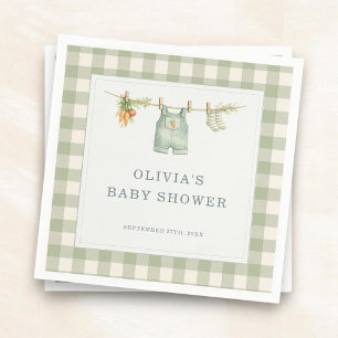 Gingham Locally Grown Baby Shower Party Napkin