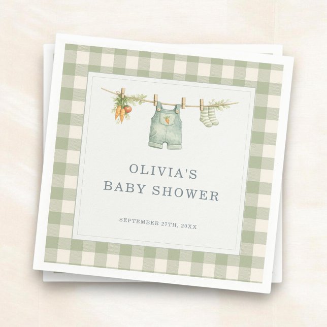 Gingham Locally Grown Baby Shower Party Napkin (Creator Uploaded)