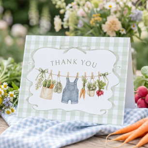 Gingham Locally Grown Boy Baby Shower Thank You Card