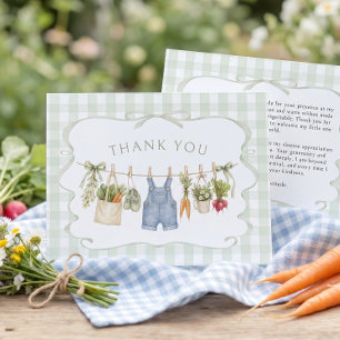 Gingham Locally Grown Boy Baby Shower Thank You Card