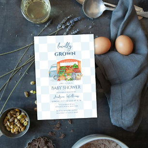 Gingham Locally grown Veggies Truck Baby Shower Invitation