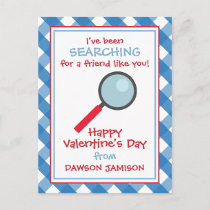 Gingham Magnifying Glass Valentine's Cards
