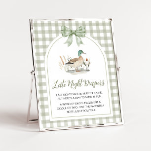 Gingham Mallard Duck Baby Late Night Diapers Sign