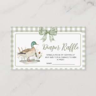 Gingham Mallard Duck Baby Shower Diaper Raffle Enclosure Card